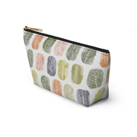 Watercolor Leaf Stamp Accessory Pouch w T-bottom in Green